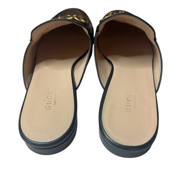 Gucci Black Leather Tiger and Pierced Heart Princetown Mule Slippers EU 38 US 8 - Picture 8 of 13
